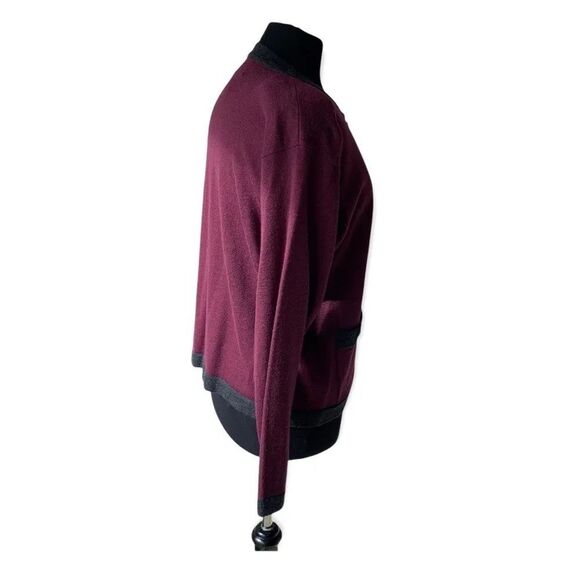 Urban Wool Burgundy/Grey 100% Wool Cardigan M - Picture 3 of 11